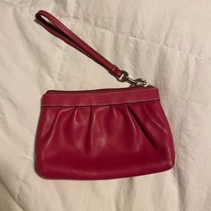COACH pink leather wristlet